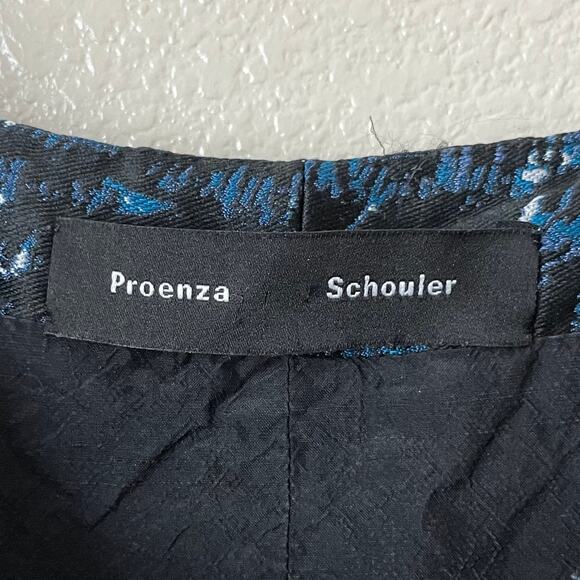 Proenza Schouler Dress Womens Size 6 Black Blue Silk Blend Jacquard Pleated Mini - Picture 11 of 13